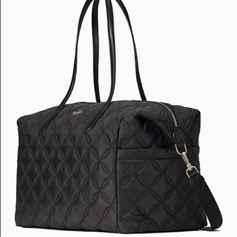 ♠️kate spade Chelsea Quilted Large Nylon Weekender Bag, Black NWT - Picture 2 of 9